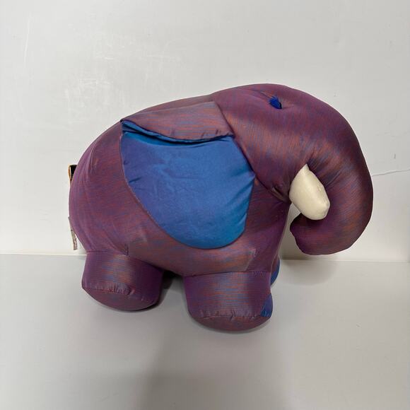 Vtg Jim Thompson 100% Silk Plush Elephant Stuffed Animal NEW Purple Kids Decor - Picture 2 of 8